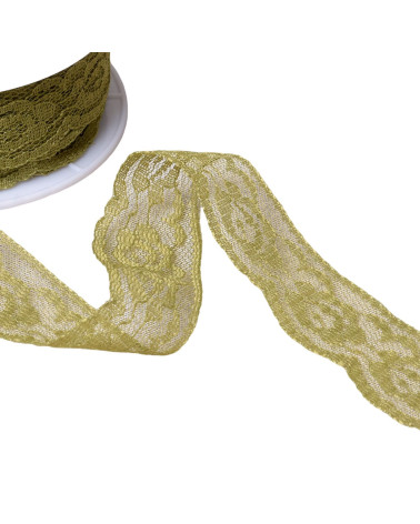 Rachel lace roses 28mm khaki per meter