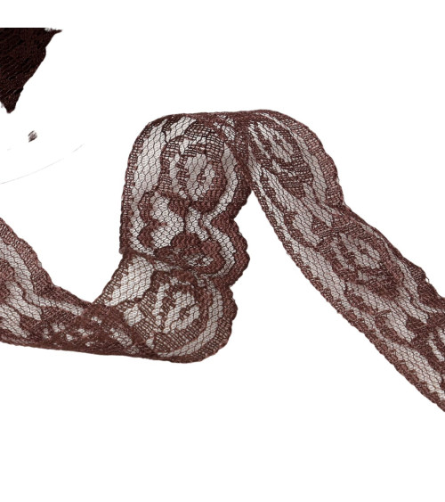 Rachel roses lace 28mm dark brown per meter