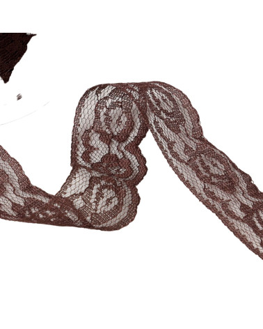 Rachel roses lace 28mm dark brown per meter