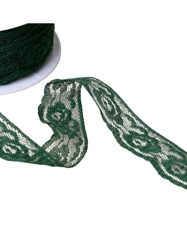 Rachel roses lace 28mm bottle green per meter