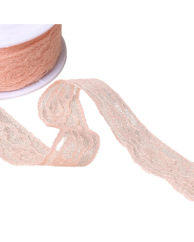 Rachel lace roses 28mm salmon per meter