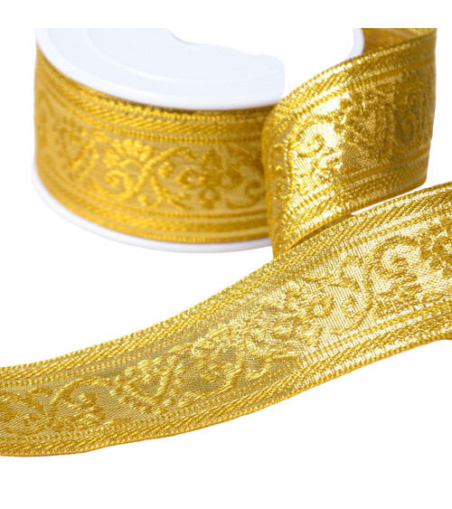 Metallic jacquard braid 40mm gold per meter