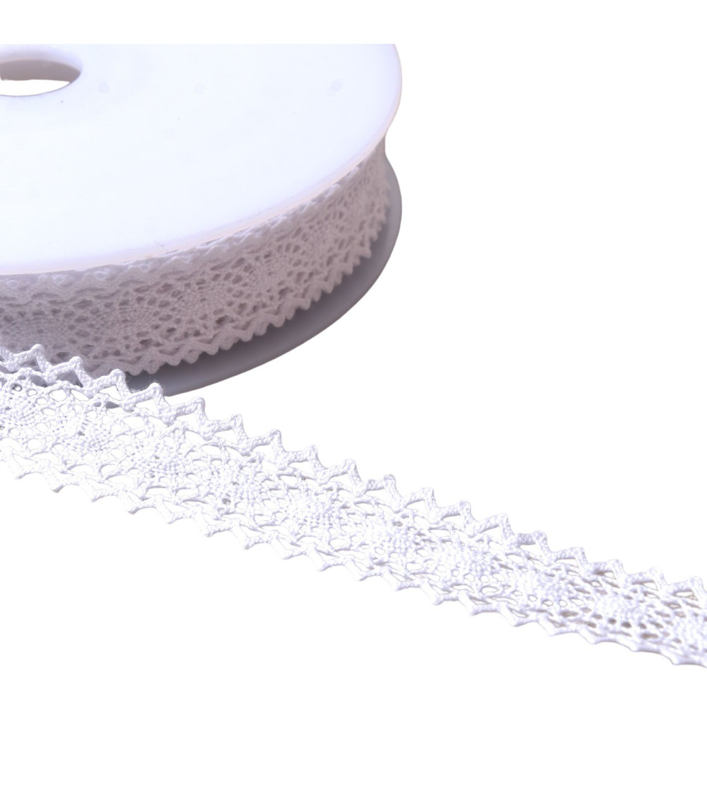 Cotton lace between two "turtle" 23mm white per meter