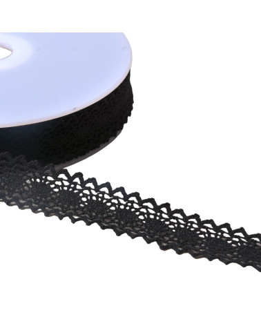 Baumwollspitze zwischen zwei „Schildkröten“ 23 mm schwarz pro Meter
