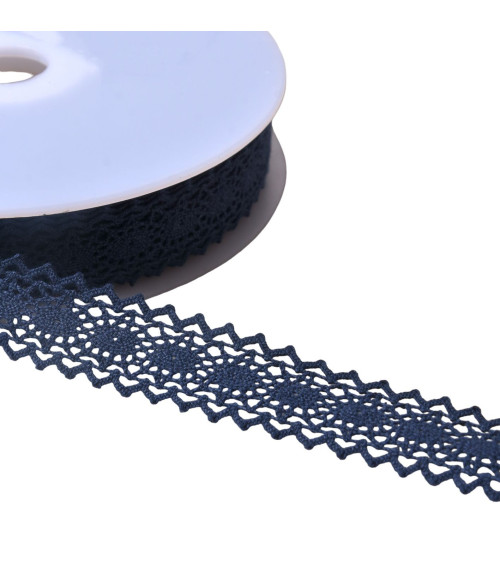 Cotton lace between two "turtle" 23mm navy blue by the meter