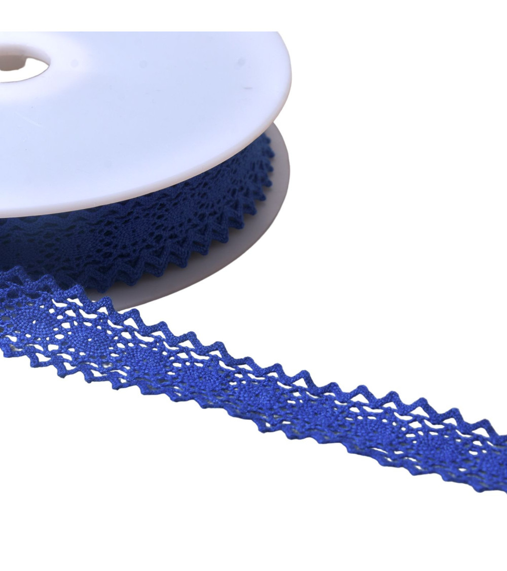 Cotton lace between two "turtle" 23mm royal blue by the meter