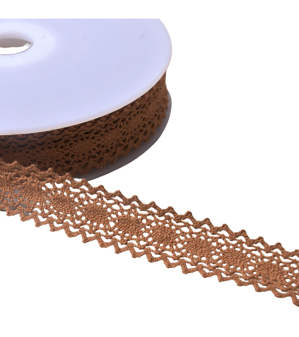 Cotton lace between two "turtle" 23mm dark beige per meter