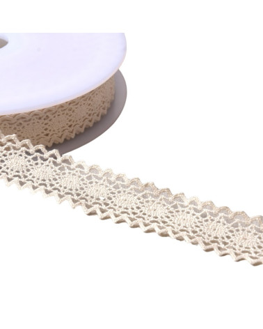 Dentelle coton entre deux "tortue" 23mm écru clair au mètre