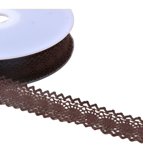 Cotton lace between two "turtle" 23mm dark brown per meter