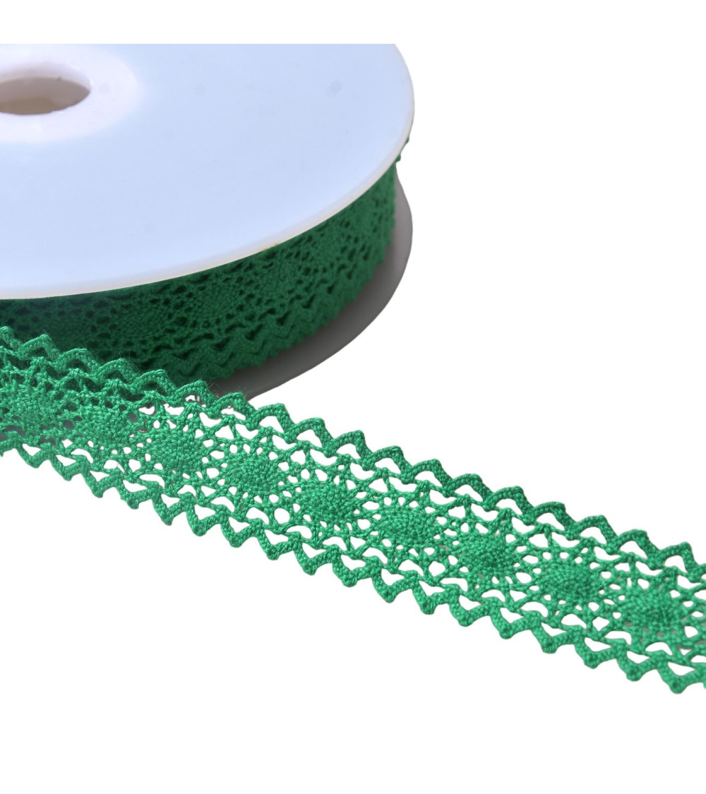 Cotton lace between two "turtle" 23mm bright green per meter