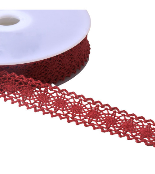 Cotton lace between two "turtle" 23mm burgundy per meter
