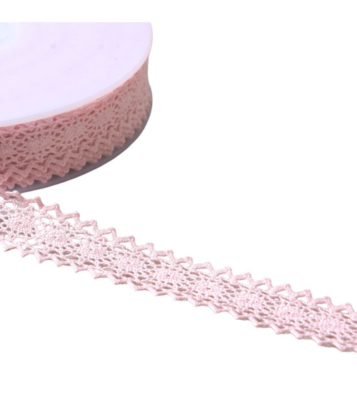 Cotton lace between two "turtle" 23mm light pink per meter