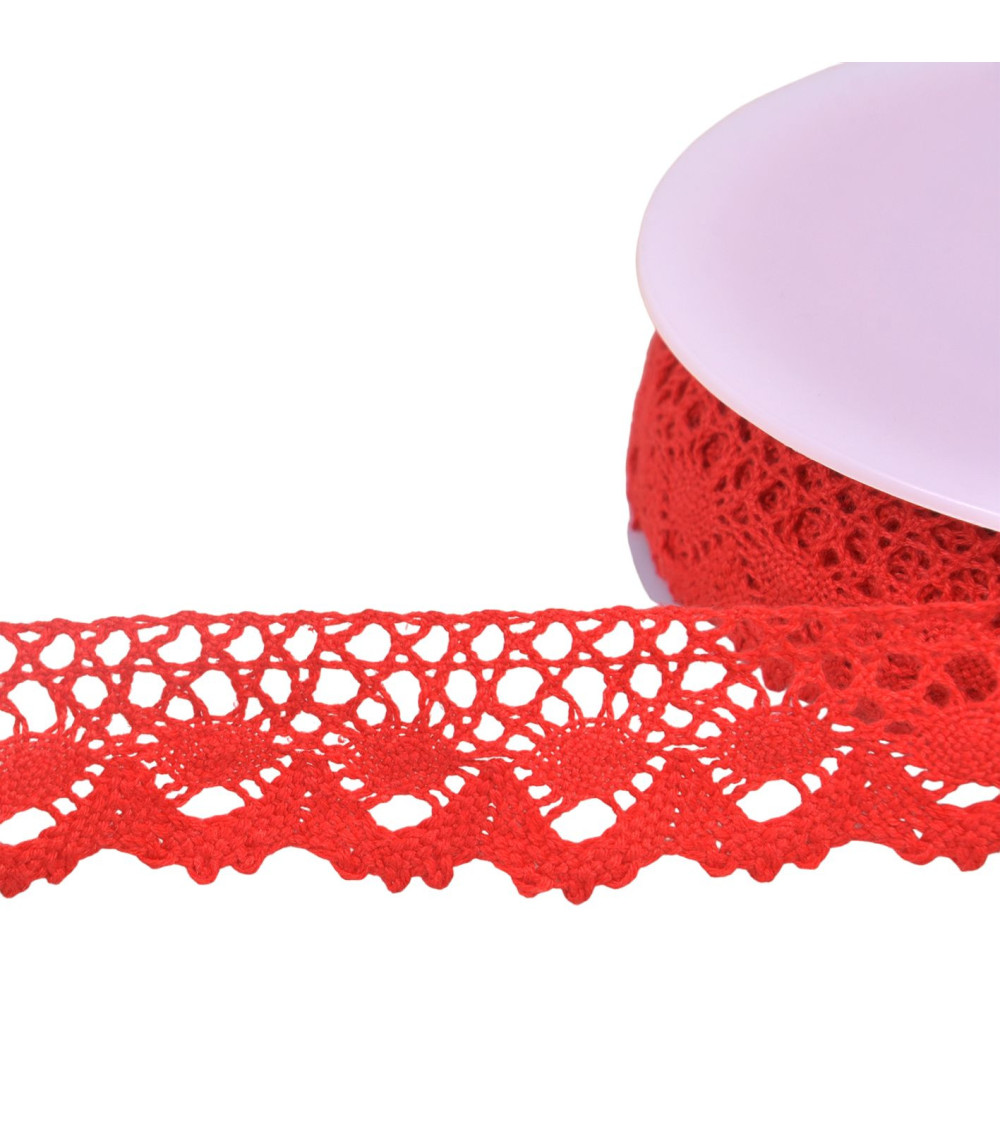 Crown cotton lace 30mm red per meter