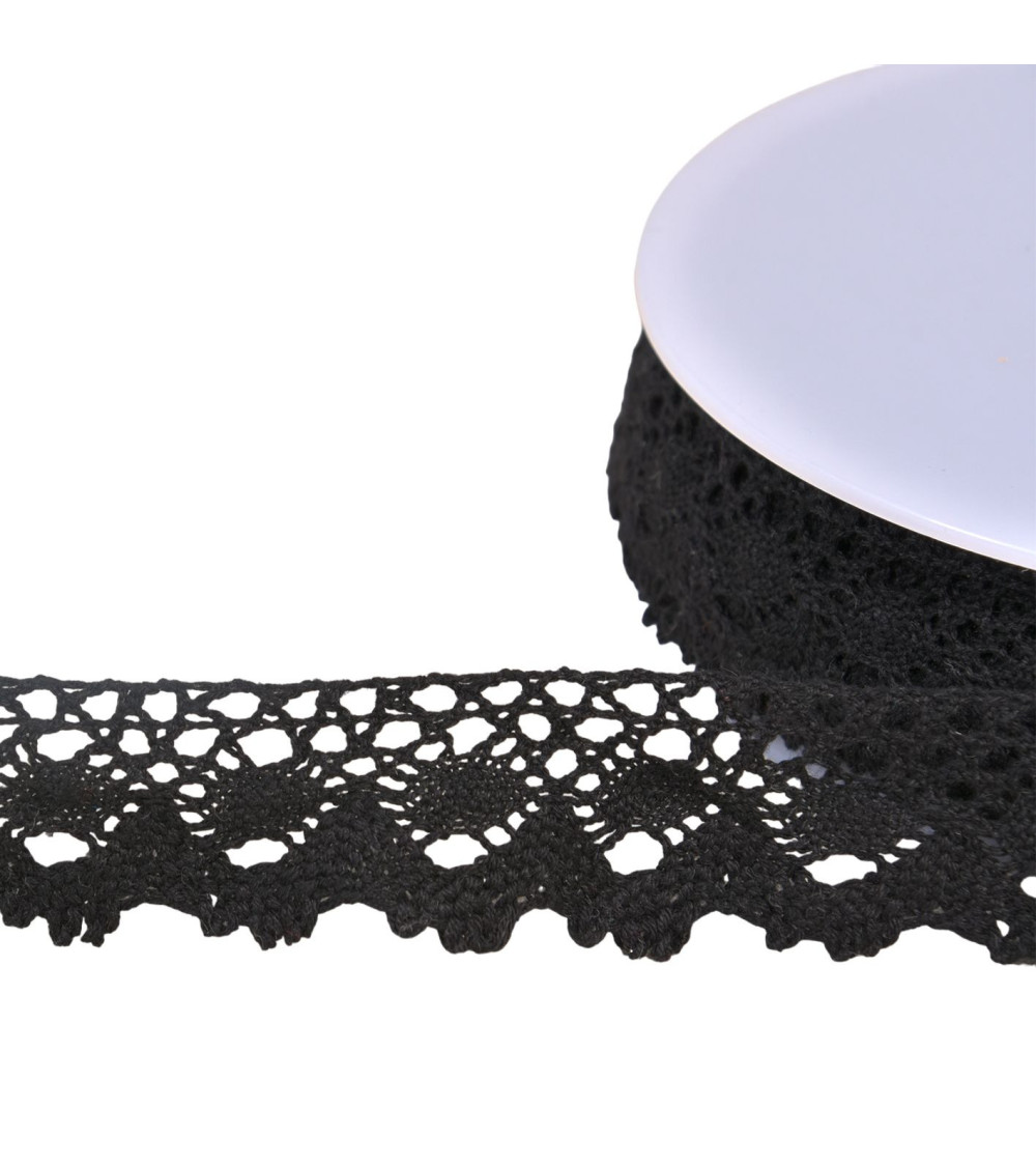 Crown cotton lace 30mm black per meter