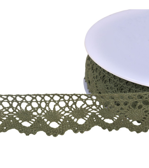 Crown cotton lace 30mm khaki per meter