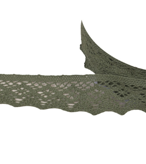 Cotton lace diamonds 42mm khaki per meter