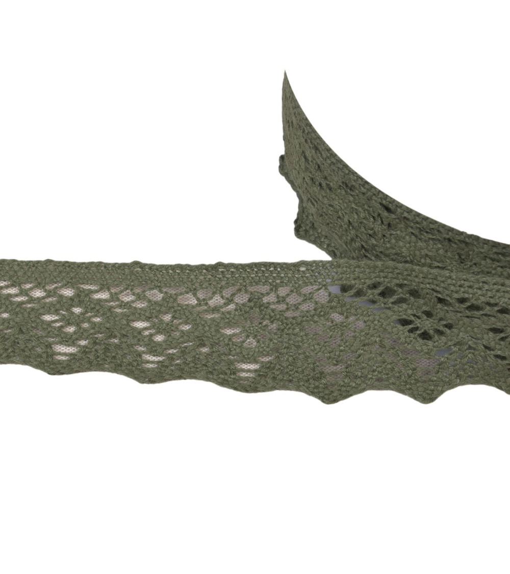 Cotton lace diamonds 42mm khaki per meter