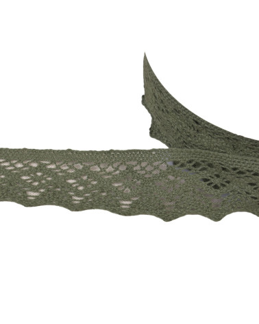 Cotton lace diamonds 42mm khaki per meter
