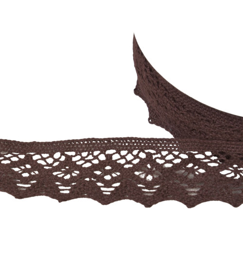 42mm dark brown diamond cotton lace per meter