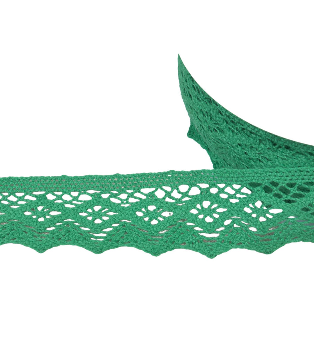 Diamond cotton lace 42mm bright green per meter