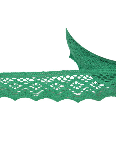 Dentelle coton losanges 42mm vert vif au mètre