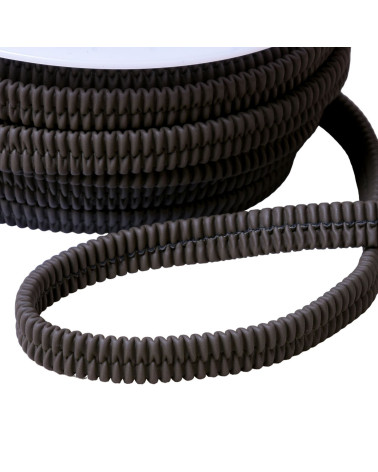 Spool of 15m thick faux leather elastic 13mm medium gray