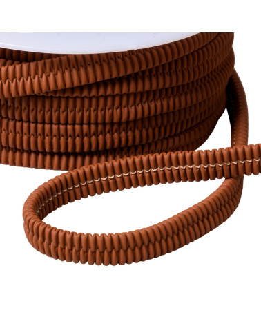 Spool of 15m thick imitation elastic 13mm chocolate brown