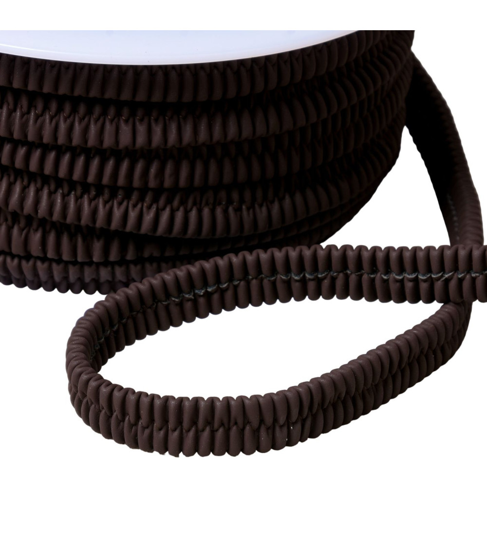 15m spool of thick faux elastic 13mm coffee brown