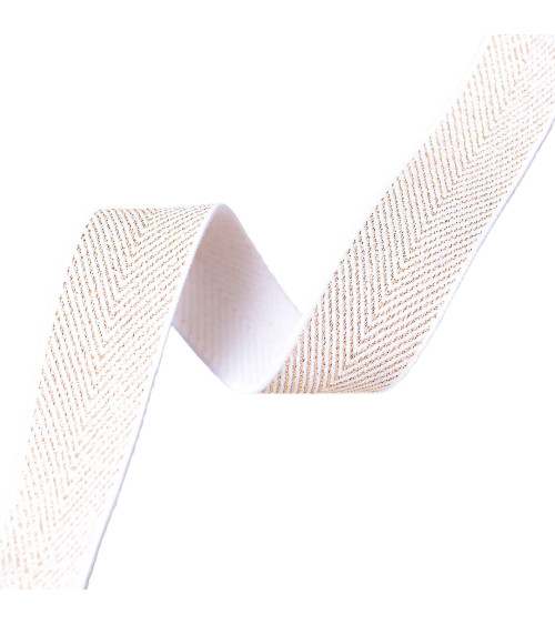 20m reel elastic metal herringbone 32mm white