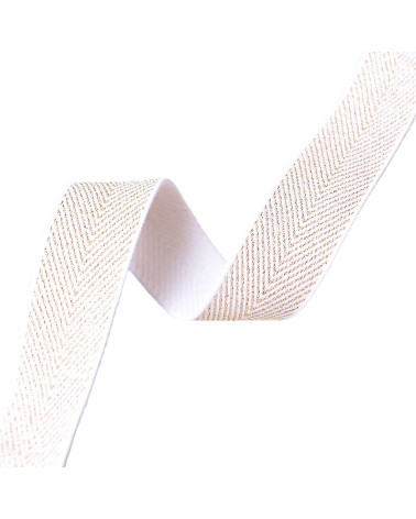 20m reel elastic metal herringbone 32mm white
