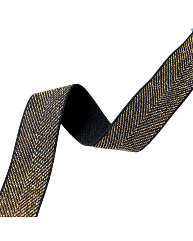 20m reel elastic metal herringbone 32mm black
