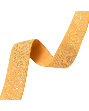 20m spool of metallic herringbone elastic 32mm mustard/gold