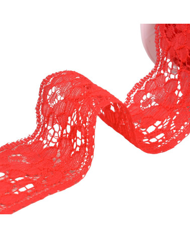 Spool 20m Rachel lace flowers 60mm red