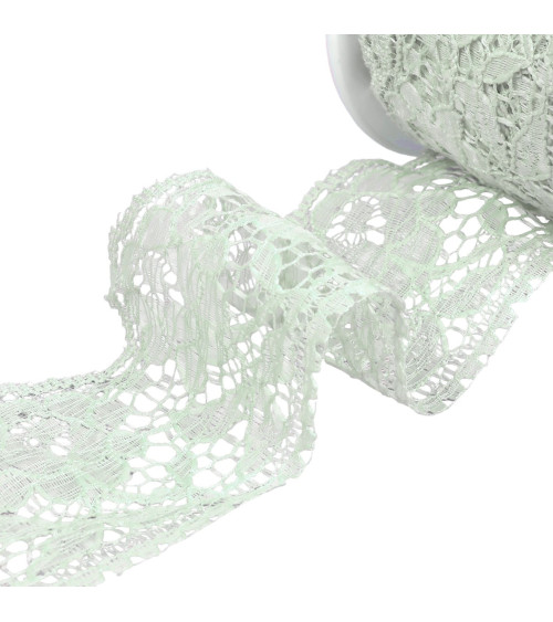 Spool 20m Rachel lace flowers 60mm nil green
