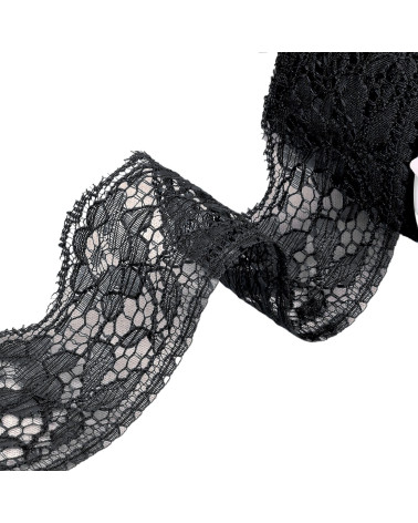 Spool 20m Rachel lace flowers 60mm black