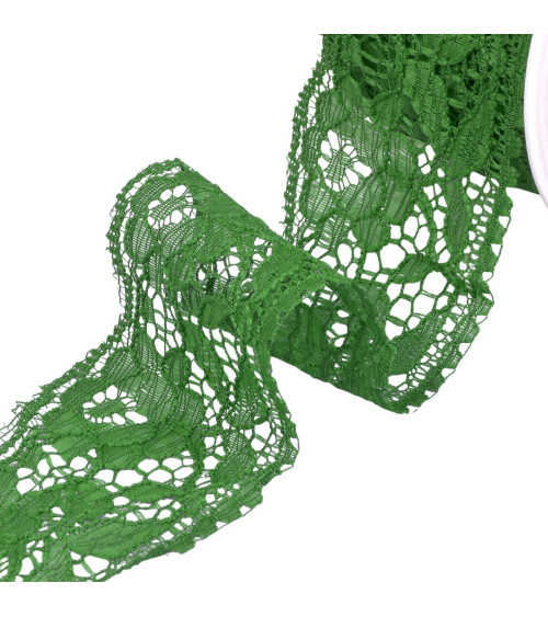 20m spool of Rachel lace flowers 60mm bright green