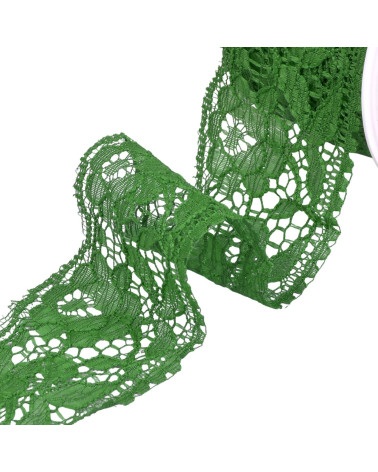 20m spool of Rachel lace flowers 60mm bright green