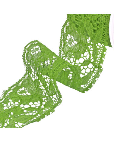 20m reel Rachel lace flowers 60mm lime green