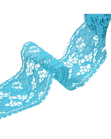 Bobina de 20m de flores de encaje Rachel 60mm turquesa