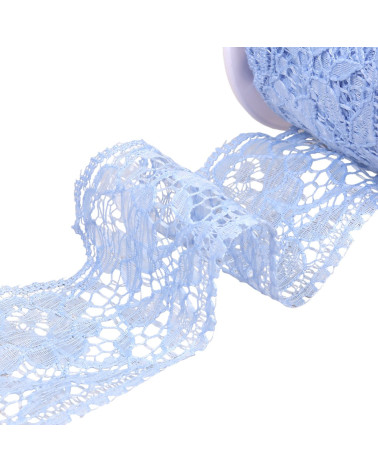 Bobina de 20m de flores de encaje Rachel 60mm azul lavanda