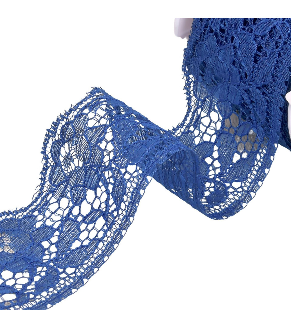 20m spool of Rachel lace flowers 60mm navy blue