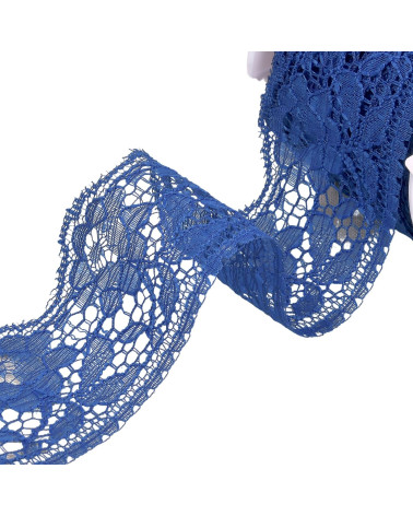 20m spool of Rachel lace flowers 60mm navy blue