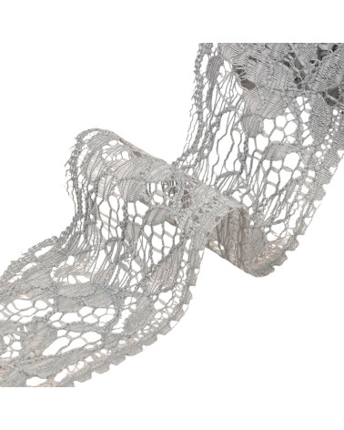Bobina da 20 m di fiori di pizzo Rachel da 60 mm di colore grigio medio