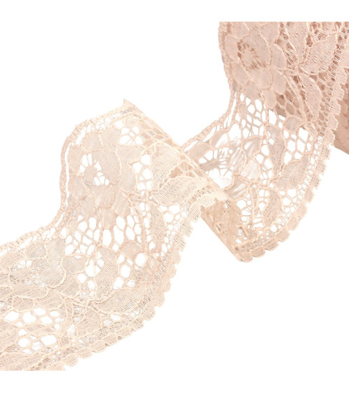 20m spool of Rachel lace flowers 60mm beige