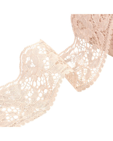 20m spool of Rachel lace flowers 60mm beige