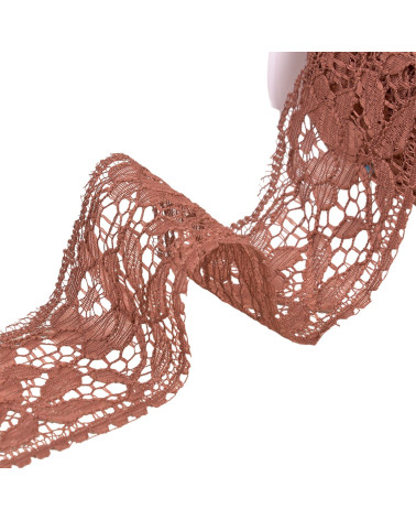 20m reel Rachel lace flowers 60mm chocolate brown