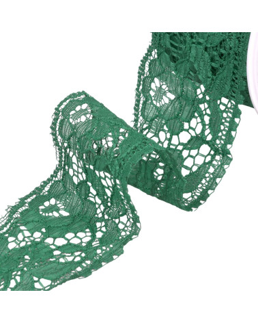 Bobine 20m dentelle rachel fleurs 60mm vert bouteille