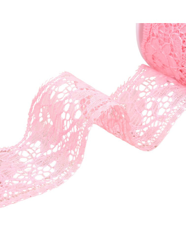 Bobina 20m Rachel encaje flores 60mm rosa claro