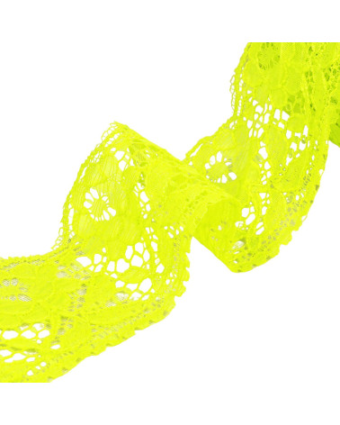 20m reel Rachel lace flowers 60mm neon yellow