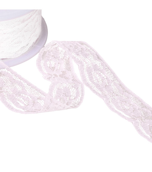 20m spool of rachel roses lace 28mm white